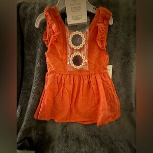 Orange Ruffled Baby Dress with Sunglasses